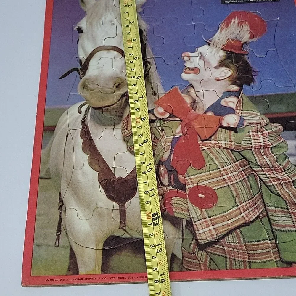 Vintage Big Top Circus Tray Puzzle Creepy Clown w Horse Jaymar Made in USA 11x14